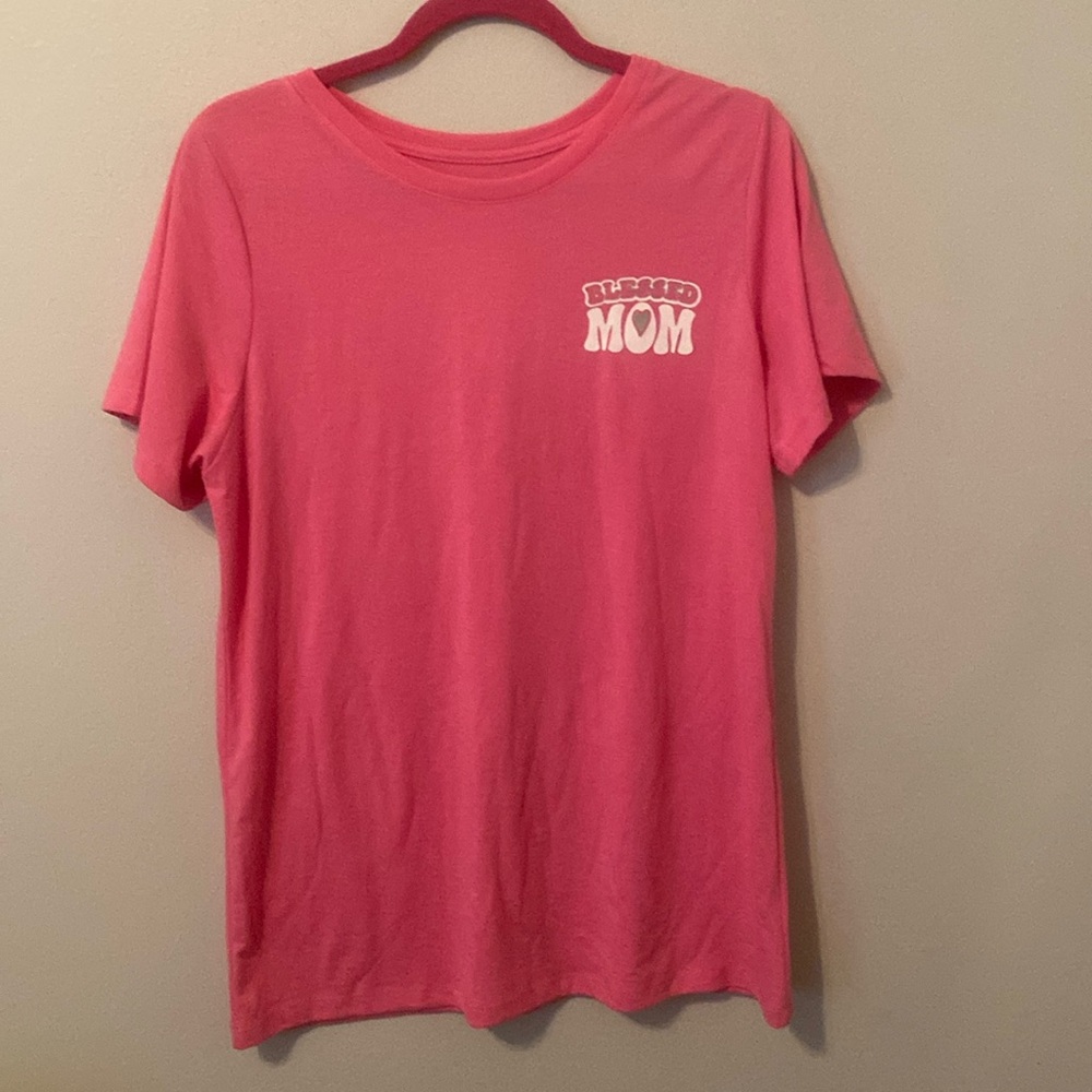Way to Celebrate Mother’s Day NWOT Pink “Blessed Mom” Short Sleeve Tee [Size: L]